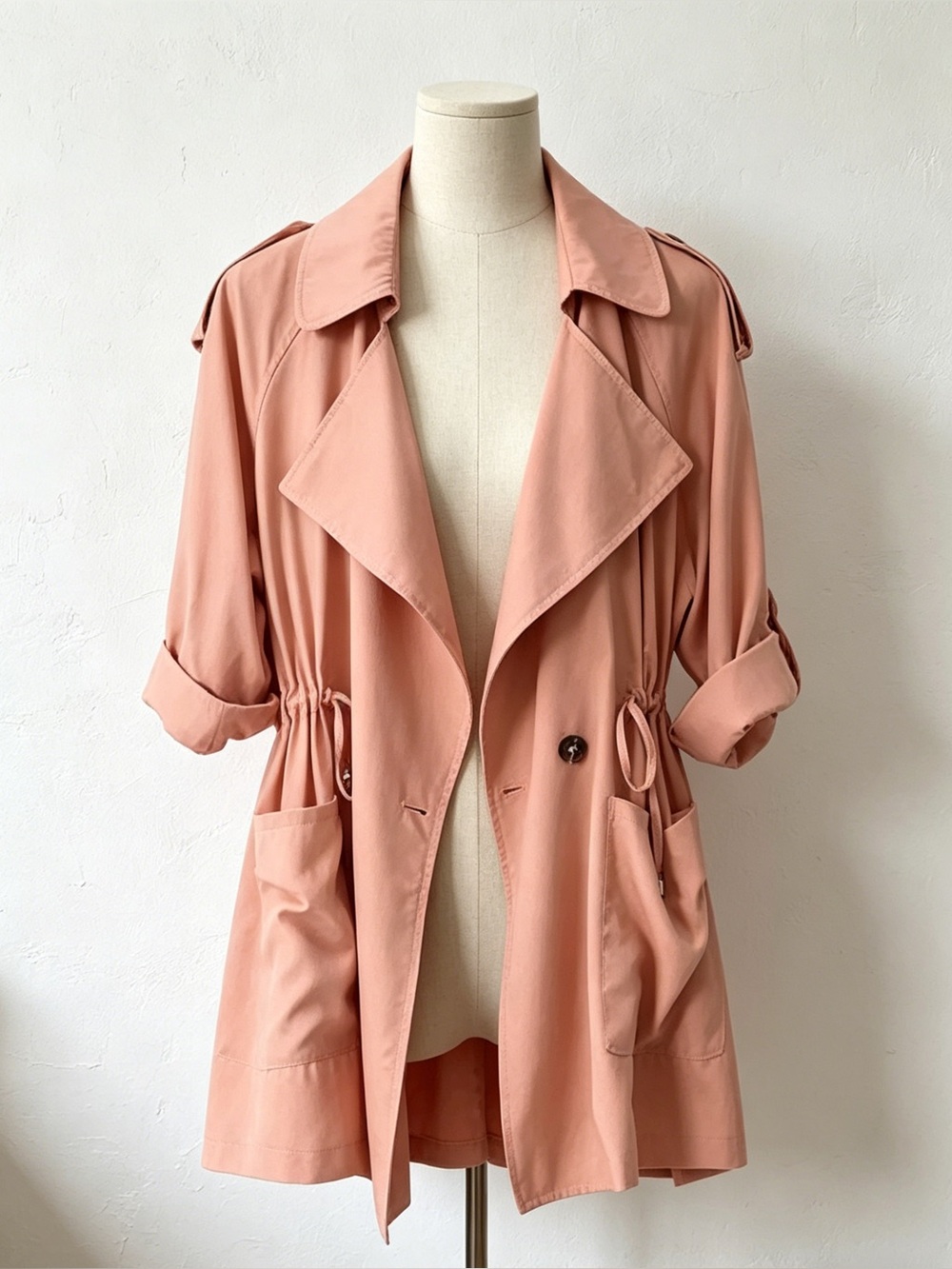 Coral Drapey Women's Trench Coat for Spring & Summer